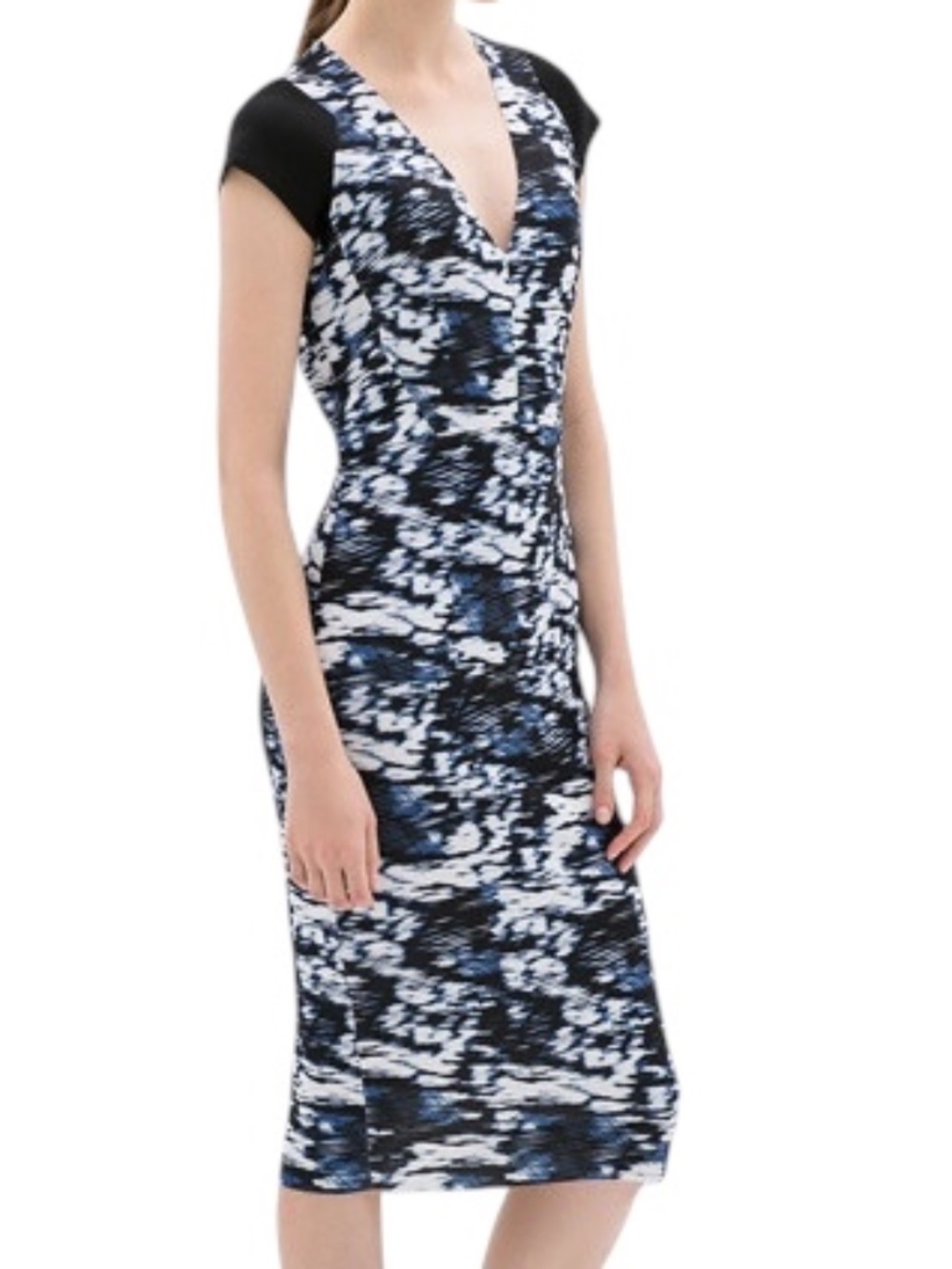 Zara Collection Bodycon Sheath Dress - Blue & White Size S